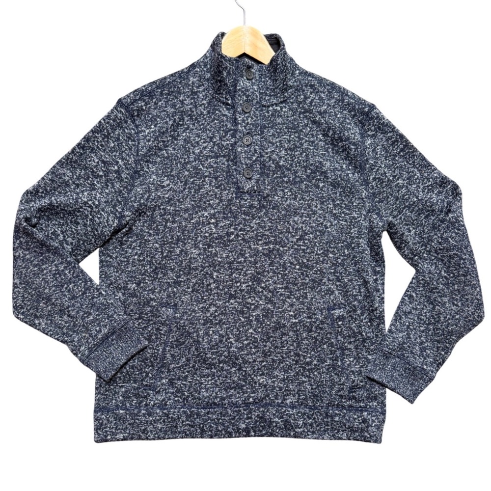 Banana Republic Pullover Mens L UltraWarm Performance Fleece Navy Marled EUC